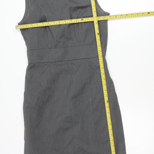 H&M Women’s Grey Sheath Dress Size 10 Sleeveless Beaded Neckline