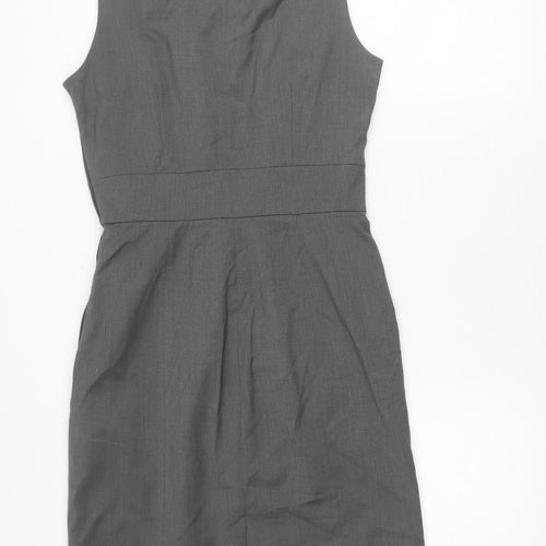 H&M Women’s Grey Sheath Dress Size 10 Sleeveless Beaded Neckline