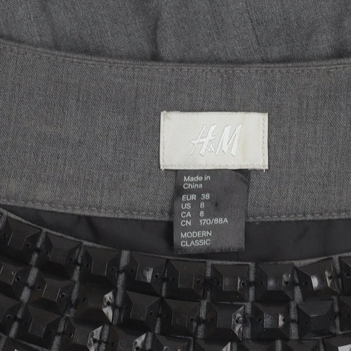 H&M Women’s Grey Sheath Dress Size 10 Sleeveless Beaded Neckline