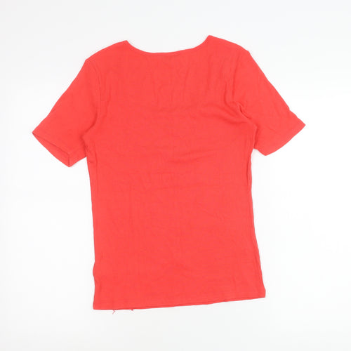 RR Womens Red Scoop Neck Short Sleeve Jersey T-Shirt Size L