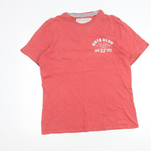 Fat Face Men's Red Cotton Graphic Print T-Shirt Size S