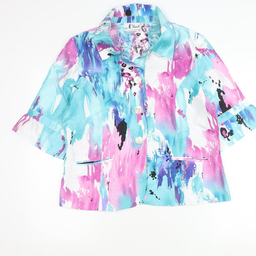 N Touch Womens Multicoloured Size 10 Button-Up Shirt 3/4 Sleeve Polyester