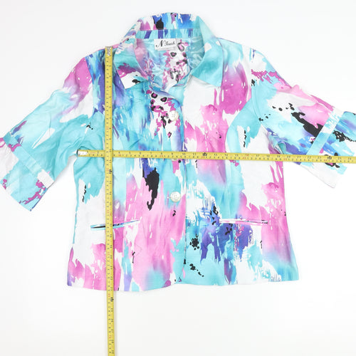 N Touch Womens Multicoloured Size 10 Button-Up Shirt 3/4 Sleeve Polyester