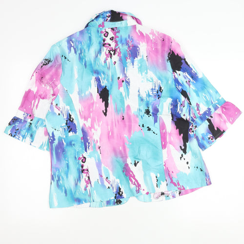 N Touch Womens Multicoloured Size 10 Button-Up Shirt 3/4 Sleeve Polyester