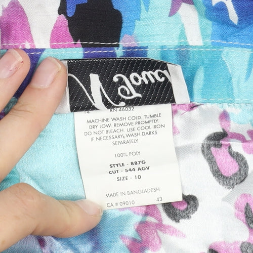 N Touch Womens Multicoloured Size 10 Button-Up Shirt 3/4 Sleeve Polyester