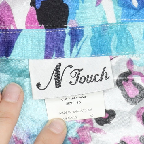 N Touch Womens Multicoloured Size 10 Button-Up Shirt 3/4 Sleeve Polyester