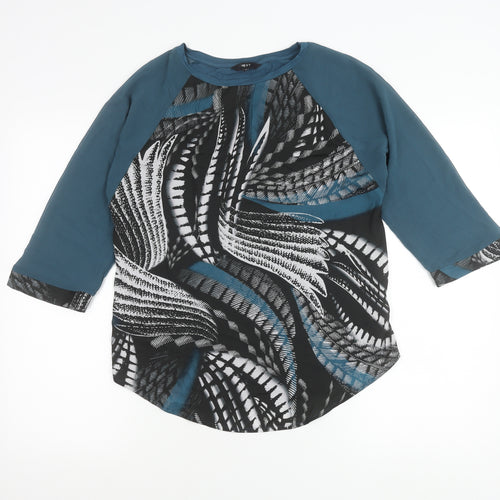 Next Women’s Blue Black Abstract Print Jersey Blouse Size 10