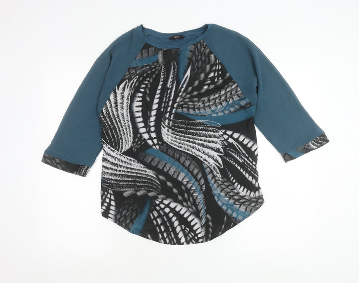 Next Women’s Blue Black Abstract Print Jersey Blouse Size 10