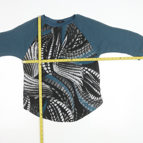 Next Women’s Blue Black Abstract Print Jersey Blouse Size 10