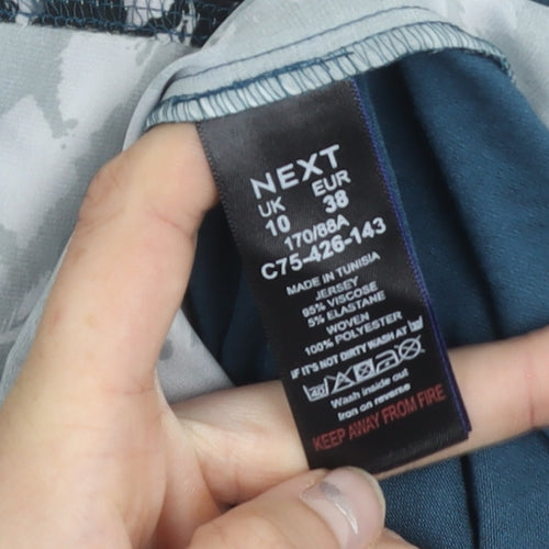Next Women’s Blue Black Abstract Print Jersey Blouse Size 10