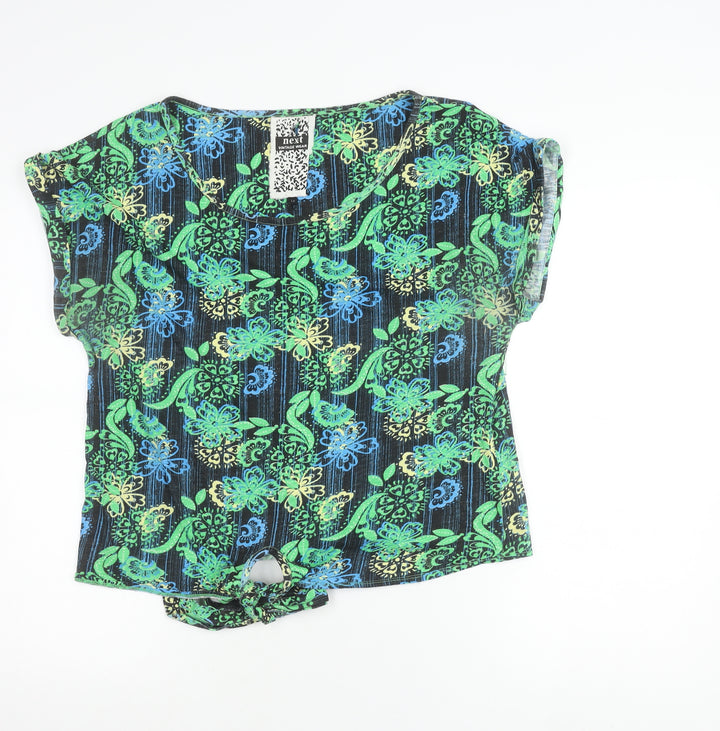 Next Women’s Multicoloured Floral Cotton Tie Front Blouse Size 16