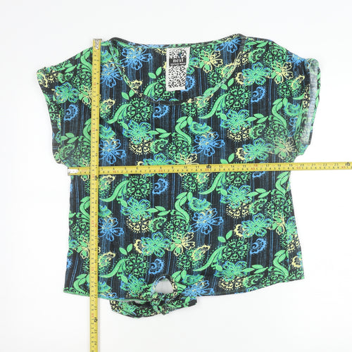 Next Women’s Multicoloured Floral Cotton Tie Front Blouse Size 16