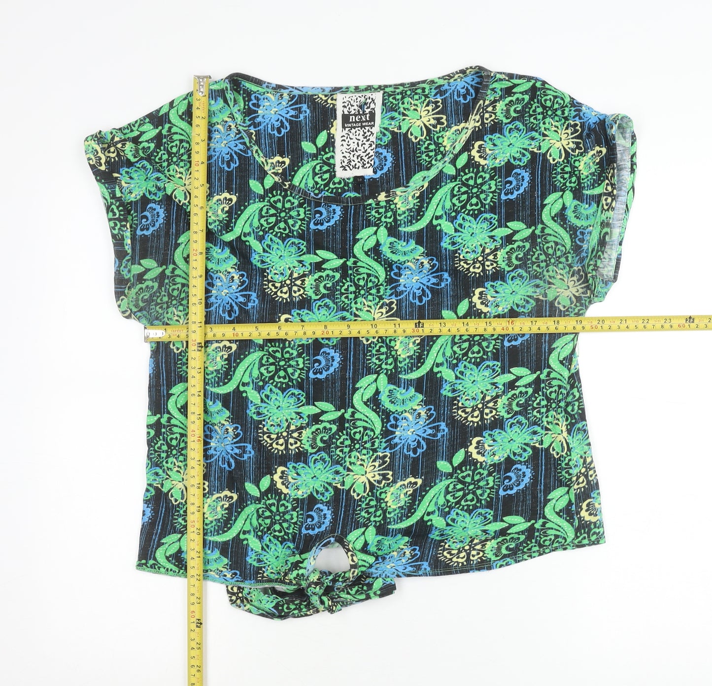 Next Women’s Multicoloured Floral Cotton Tie Front Blouse Size 16