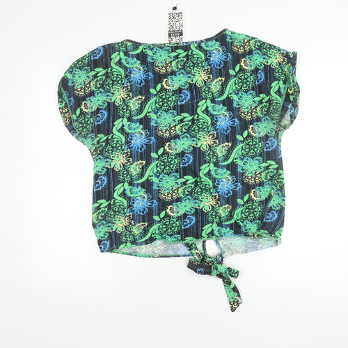 Next Women’s Multicoloured Floral Cotton Tie Front Blouse Size 16