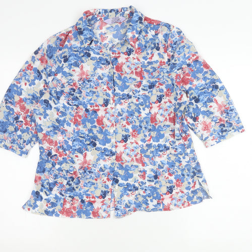 Honor Millburn Womens Multicoloured Floral Button-Up Shirt Size 12