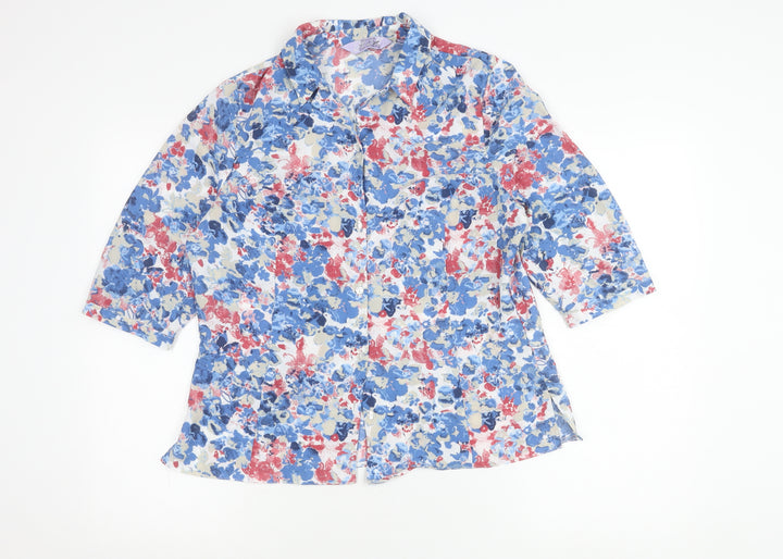 Honor Millburn Womens Multicoloured Floral Button-Up Shirt Size 12