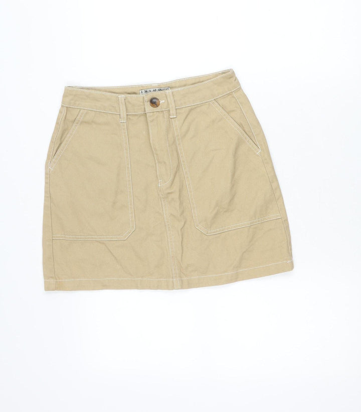 Denim Co. Women’s Beige Cargo Skirt UK 8 Short Cotton Twill