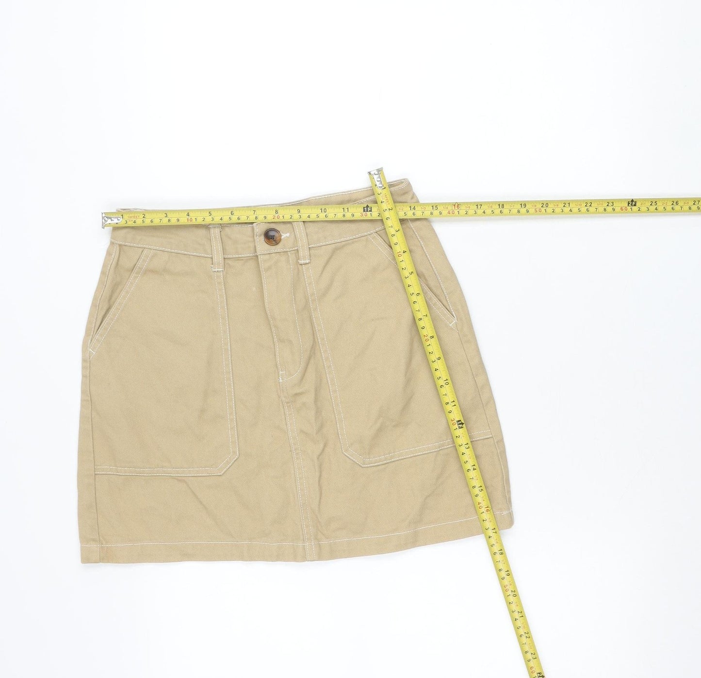 Denim Co. Women’s Beige Cargo Skirt UK 8 Short Cotton Twill