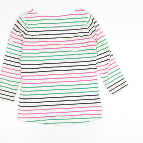Joules Womens Multicoloured Stripe Cotton 3/4 Sleeve Boat Neck T-Shirt Size 8