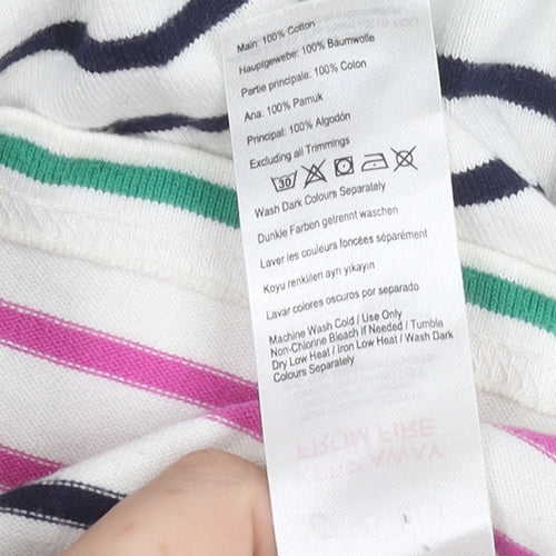 Joules Womens Multicoloured Stripe Cotton 3/4 Sleeve Boat Neck T-Shirt Size 8