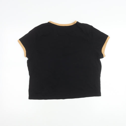 Brave Soul Womens Black Ringer T-Shirt Size 18 Cotton Crew Neck