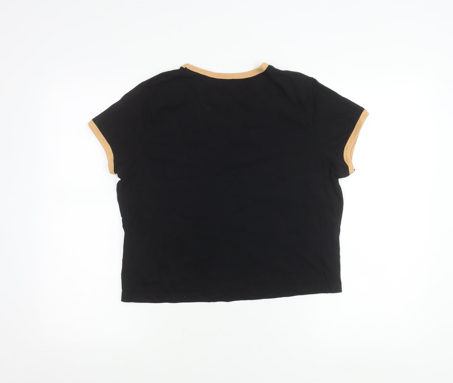 Brave Soul Womens Black Ringer T-Shirt Size 18 Cotton Crew Neck