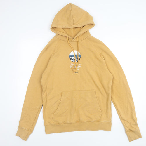 Pull & Bear Men’s Beige Pullover Hoodie S Graphic Print Cotton