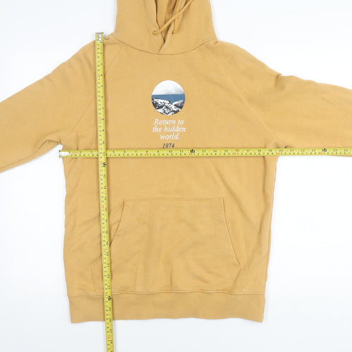 Pull & Bear Men’s Beige Pullover Hoodie S Graphic Print Cotton