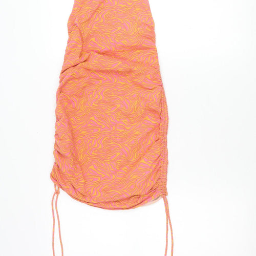 Motel Womens Pink Orange XS Bodycon Mini Dress Sleeveless Scoop Neck