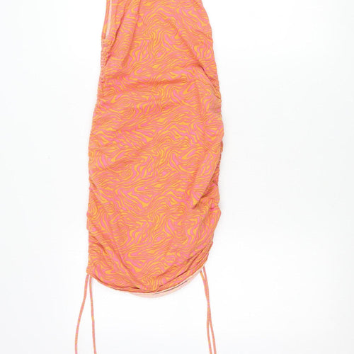Motel Womens Pink Orange XS Bodycon Mini Dress Sleeveless Scoop Neck