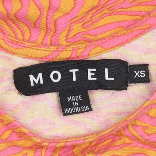 Motel Womens Pink Orange XS Bodycon Mini Dress Sleeveless Scoop Neck