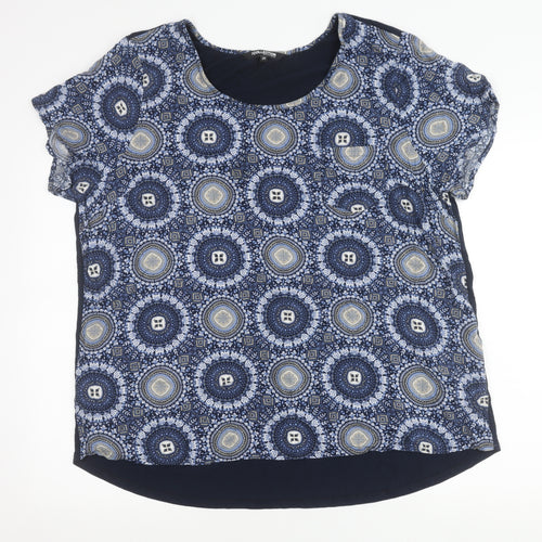 Debenhams Women’s Blue Geometric Tunic Blouse Size 20 Short Sleeve
