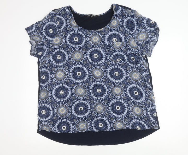 Debenhams Women’s Blue Geometric Tunic Blouse Size 20 Short Sleeve