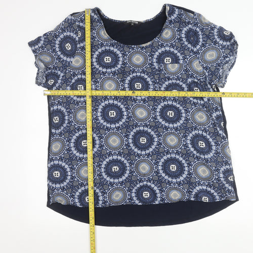Debenhams Women’s Blue Geometric Tunic Blouse Size 20 Short Sleeve