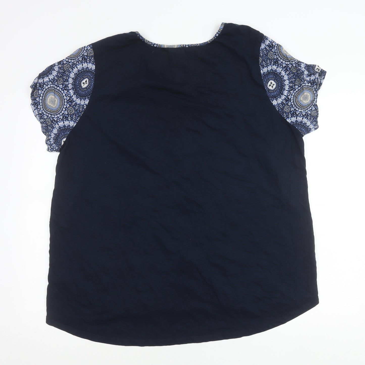 Debenhams Women’s Blue Geometric Tunic Blouse Size 20 Short Sleeve