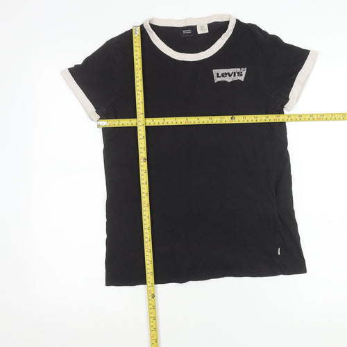 Levi's Women's Black Ringer T-Shirt Size S Cotton Crew Neck