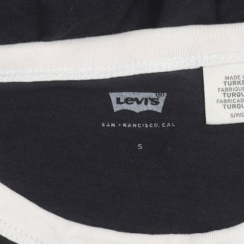 Levi's Women's Black Ringer T-Shirt Size S Cotton Crew Neck