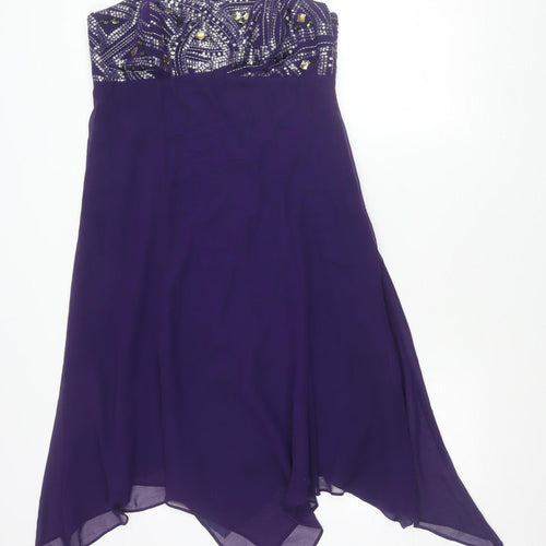 Début Women’s Purple Strapless Hi-Low Sequin Formal Dress Size 12
