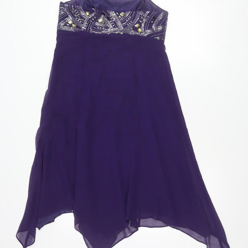 Début Women’s Purple Strapless Hi-Low Sequin Formal Dress Size 12