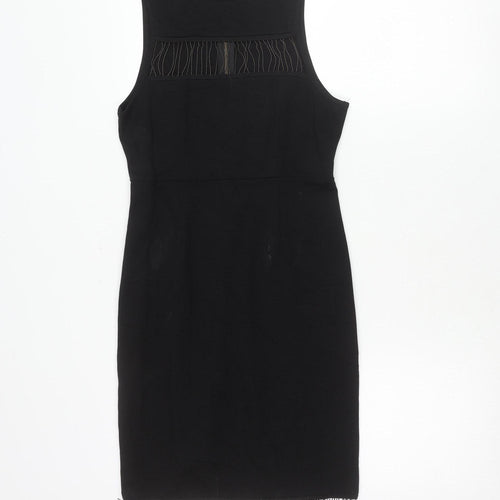 French Connection Women’s Black Sleeveless Sheath Dress S Knee Length