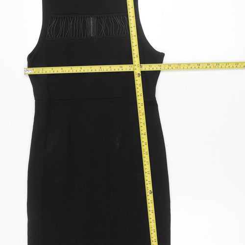 French Connection Women’s Black Sleeveless Sheath Dress S Knee Length