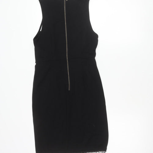French Connection Women’s Black Sleeveless Sheath Dress S Knee Length