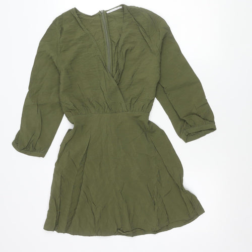 MNG Women’s Green Wrap Blouse Size 10 Long Sleeve Viscose