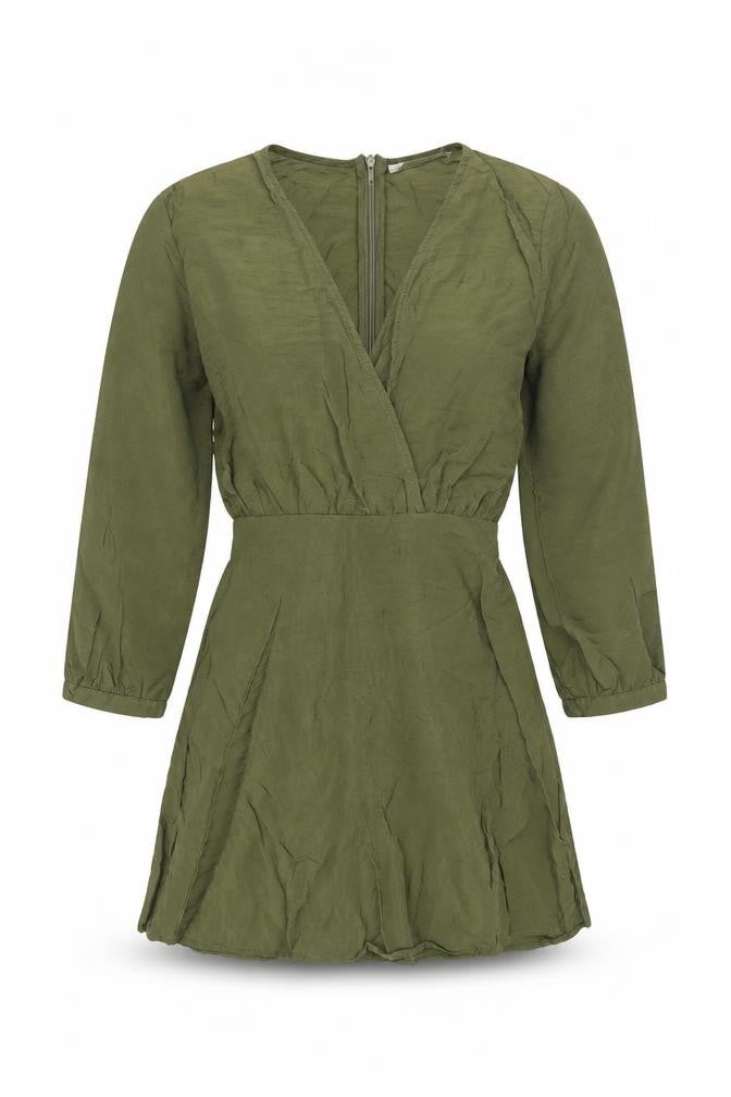 MNG Women’s Green Wrap Blouse Size 10 Long Sleeve Viscose