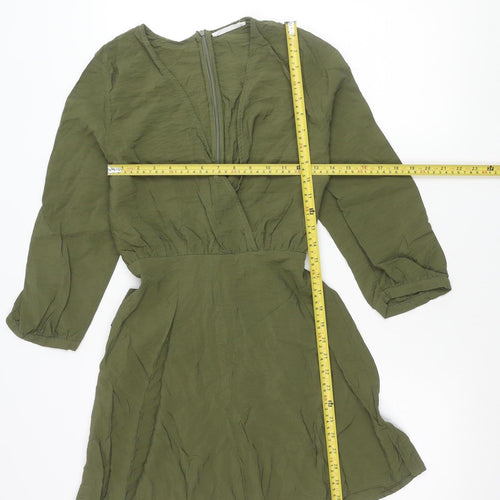 MNG Women’s Green Wrap Blouse Size 10 Long Sleeve Viscose