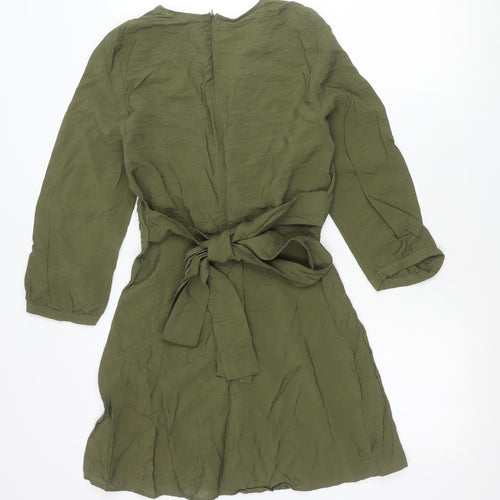 MNG Women’s Green Wrap Blouse Size 10 Long Sleeve Viscose