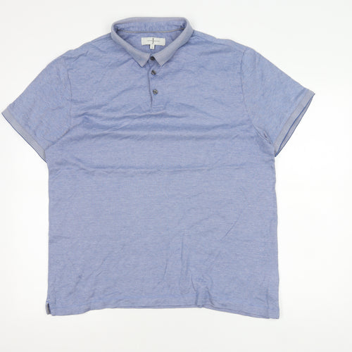 Jasper Conran Men’s Blue Cotton Polo Shirt L Short Sleeve Casual