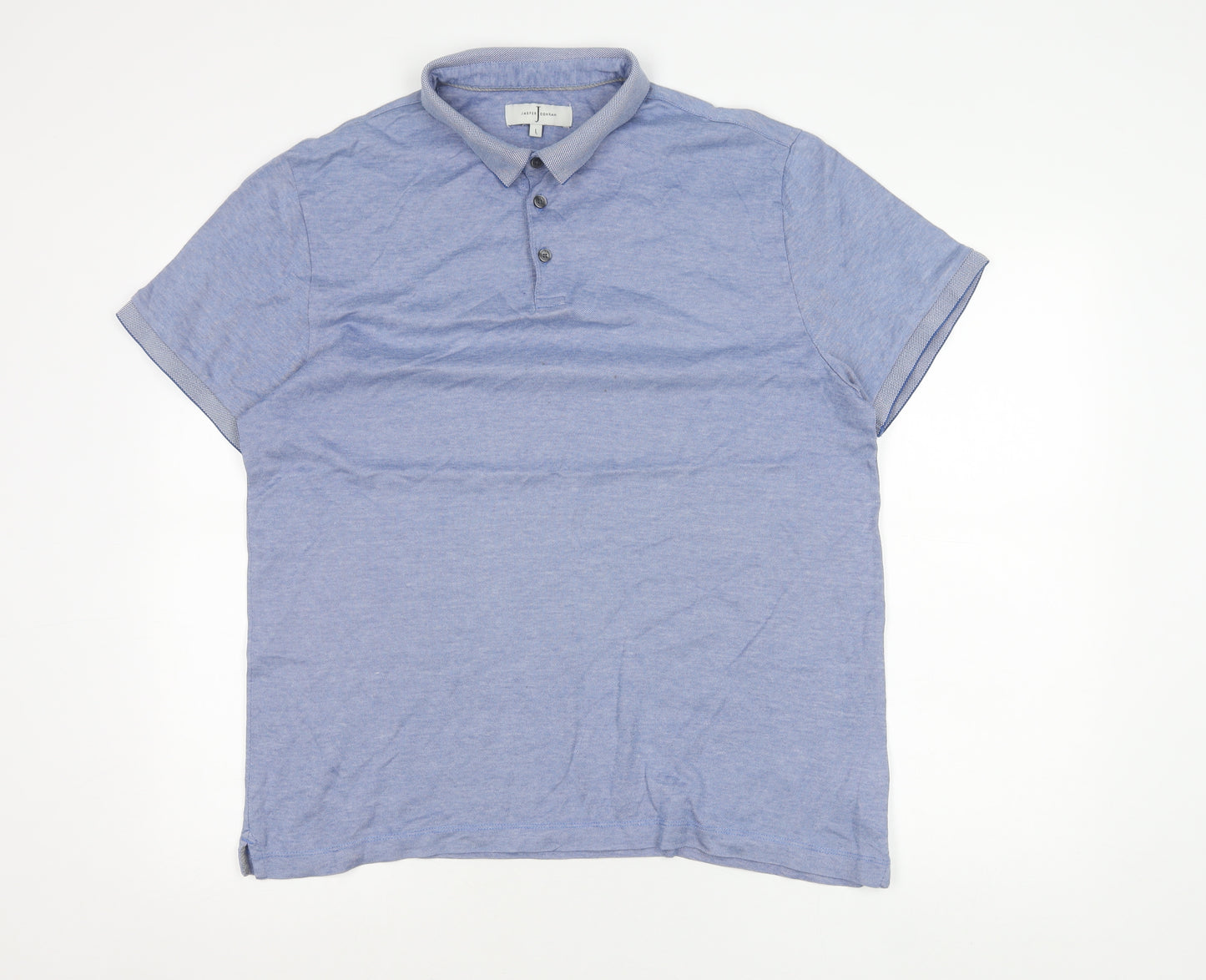 Jasper Conran Men’s Blue Cotton Polo Shirt L Short Sleeve Casual