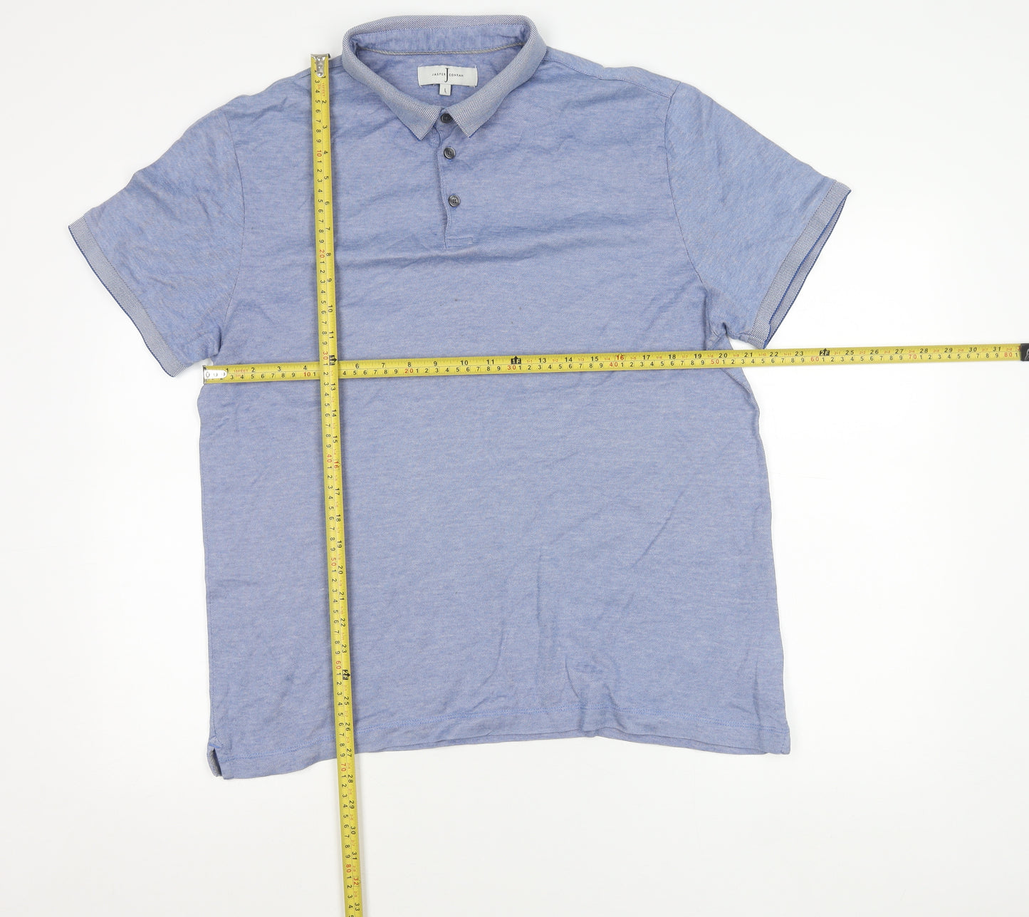 Jasper Conran Men’s Blue Cotton Polo Shirt L Short Sleeve Casual