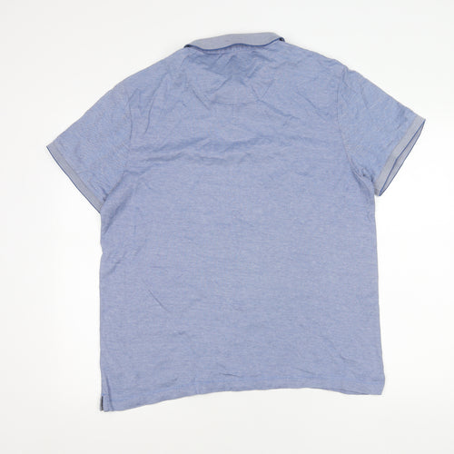 Jasper Conran Men’s Blue Cotton Polo Shirt L Short Sleeve Casual